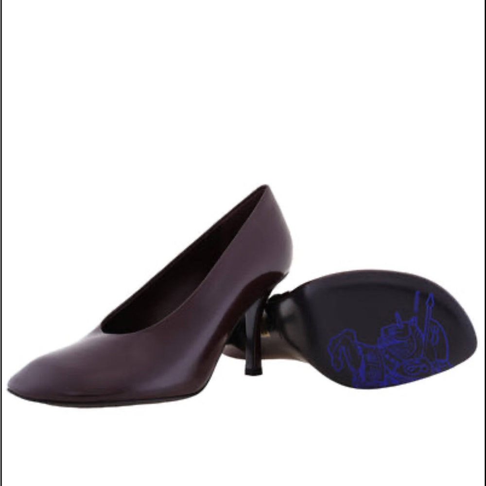 NIB - Burberry Glossy Leather Baby Pumps, Brand Size 36 ( US Size 6 ), Poison - Picture 3 of 15